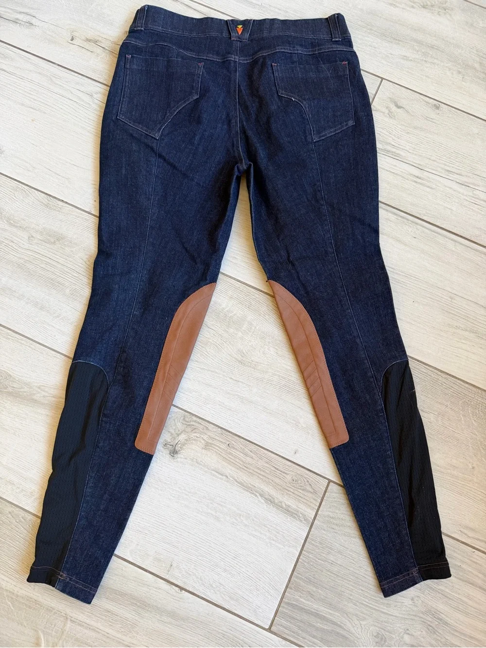 NWOT Kerrits Dark Blue Skinny Riding Jeans with Brown Knee Patches